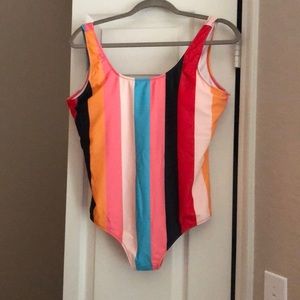 NWOT Multicolored stripe one piece swimsuit